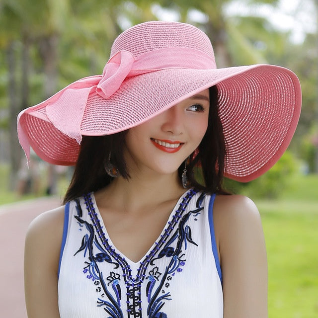 Ladies' straw hat with sun protection – Candy