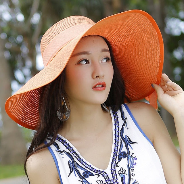 Ladies' straw hat with sun protection – Candy