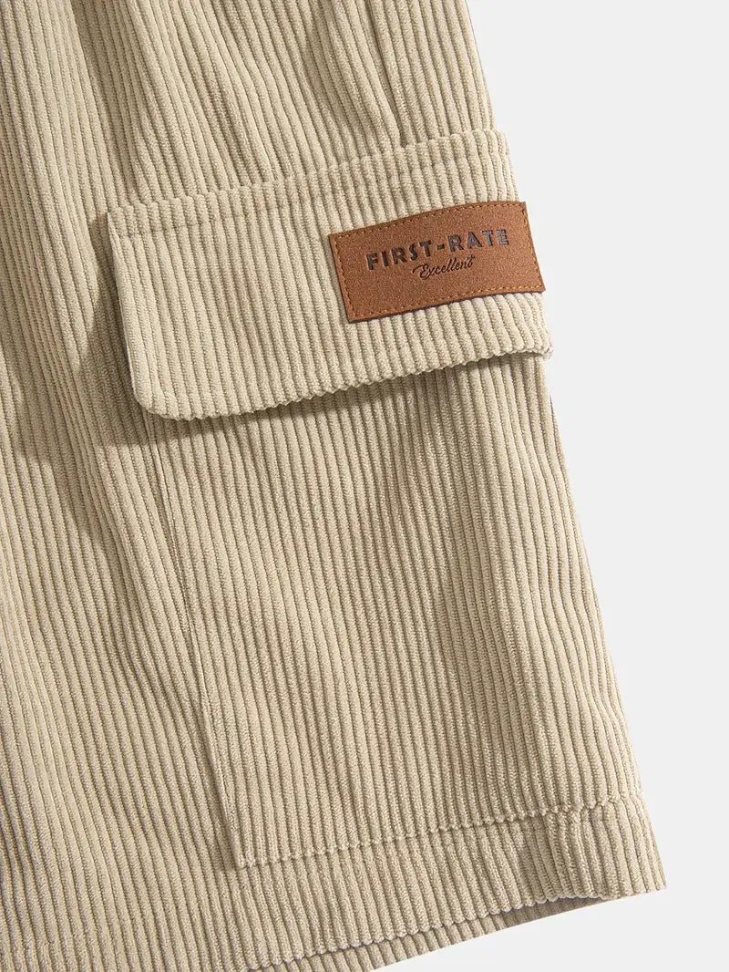 Trendy Beige Corduroy Cargo Summer Trousers – Tobias