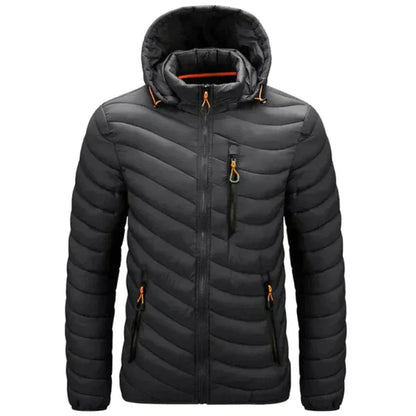 Men's water-repellent down jacket with detachable hood – Alaric