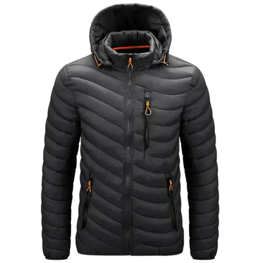 Men's water-repellent down jacket with detachable hood – Alaric