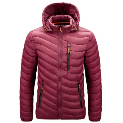 Men's water-repellent down jacket with detachable hood – Alaric