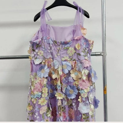 Tulle Cocktail Dress with Floral Appliqués - Rosalie