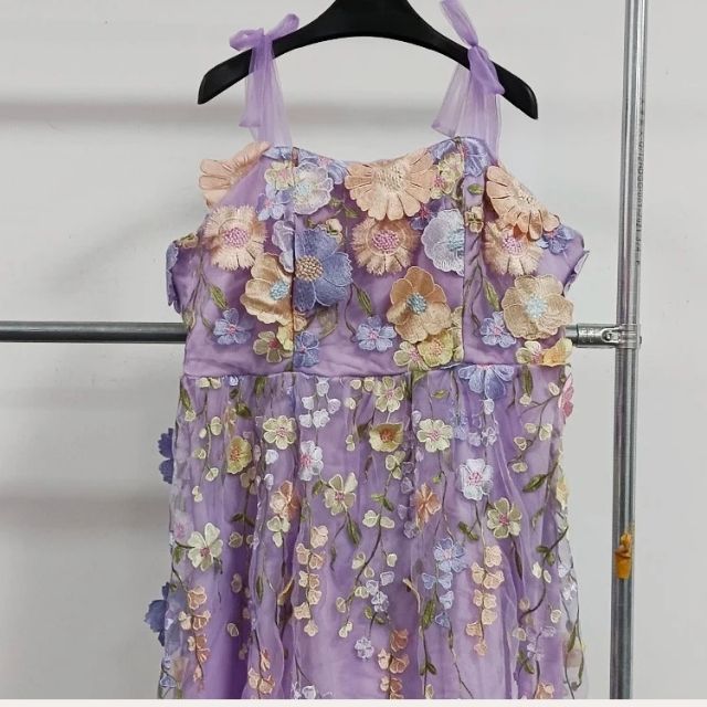 Tulle Cocktail Dress with Floral Appliqués - Rosalie