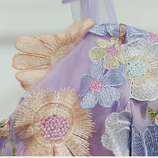 Tulle Cocktail Dress with Floral Appliqués - Rosalie