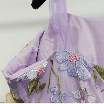 Tulle Cocktail Dress with Floral Appliqués - Rosalie