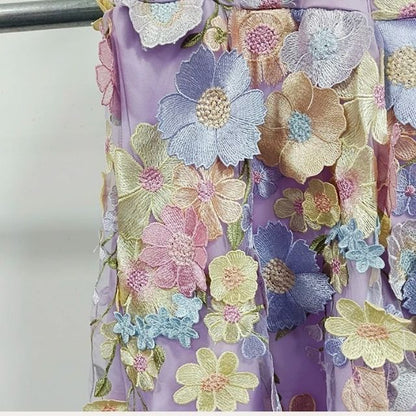 Tulle Cocktail Dress with Floral Appliqués - Rosalie