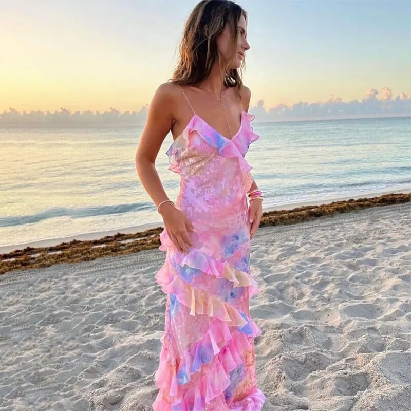 Colourful summer dress with playful ruffles – Lucia