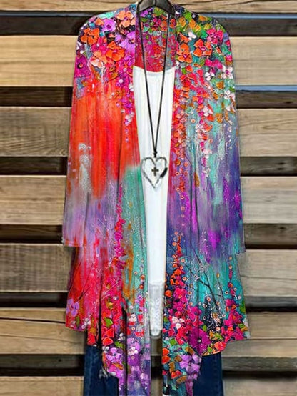 Long Ladies Cardigan with Floral Print – Liva