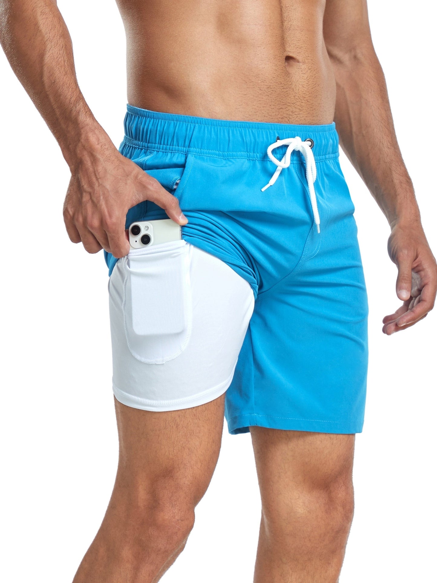 Quick-drying men's swim shorts with stretch & mobile phone pocket – Jonas