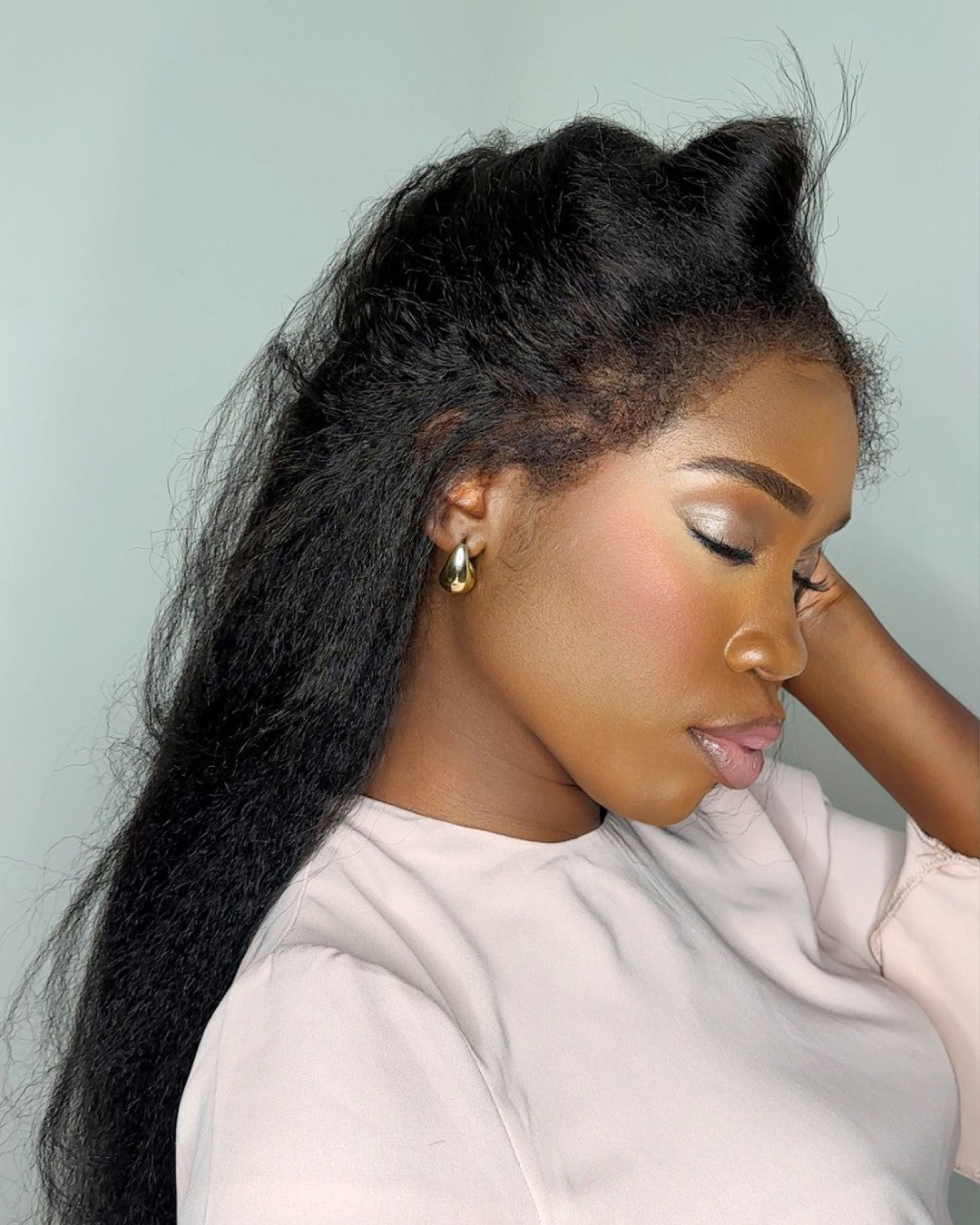 Black HD Lace Wig with Curly Edges – Imani