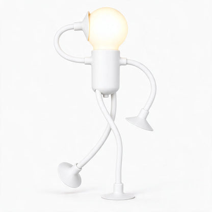 White figure light lit up on a plain background, one arm bent behind its head 27