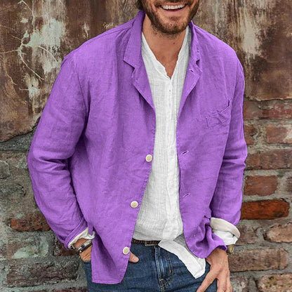 Lightweight autumn jacket in a linen-cotton blend for men – Casper