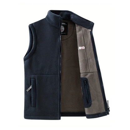Men's Fleece Outdoor Gilet – Lined with Stand-up Collar – Kaspar