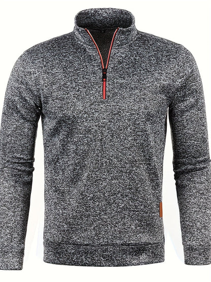 Men's pullover with neck zip for autumn & winter - Matteo