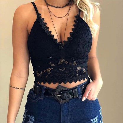 Summer top with V-neck and floral lace – Maevina