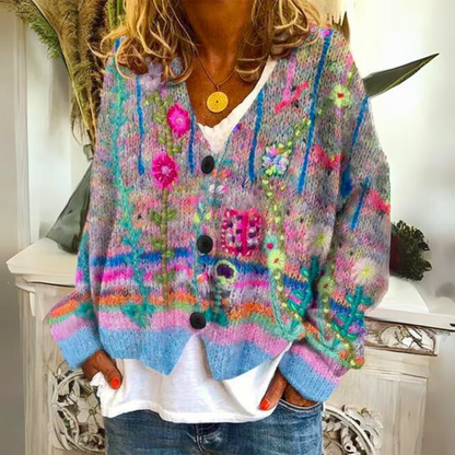 Warm Ladies Cardigan with Print – Liv