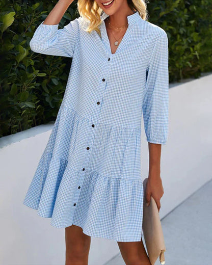 Light A-line summer dress with check pattern – Juliette