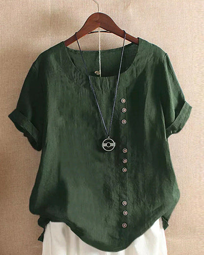 Classic Plain T-shirt with Short Sleeves and Round Neck - Emma