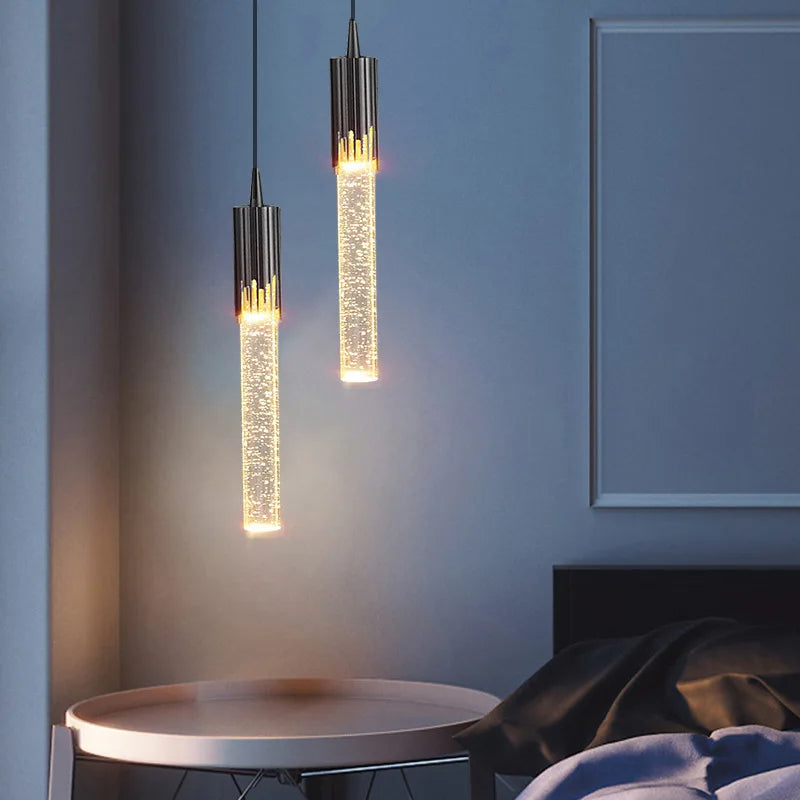 Glass Pendant Lamp in Cylindrical Shape - Lustreau