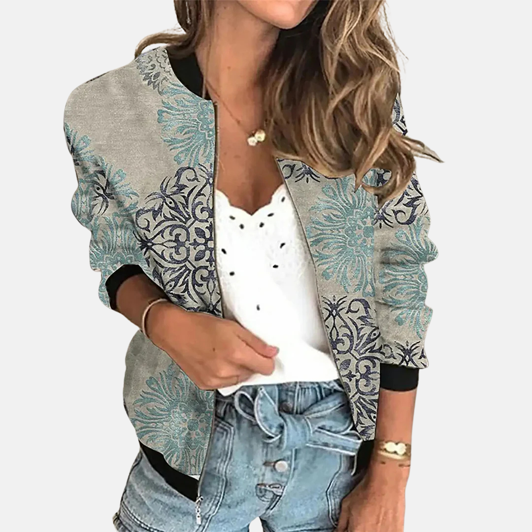 Ladies Retro Bomber Jacket with Print – Zoë