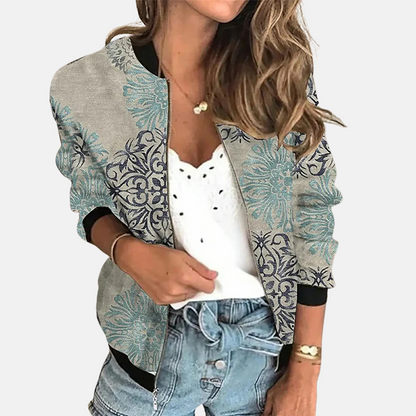 Ladies Retro Bomber Jacket with Print – Zoë