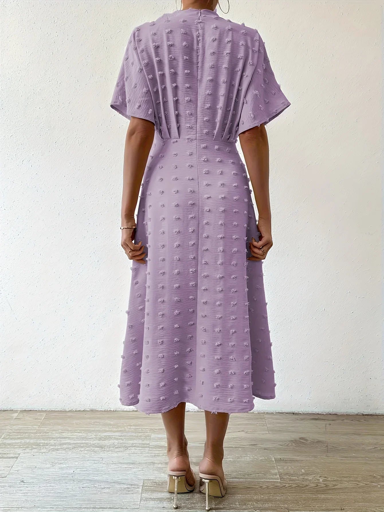 Refined Pleated Midi Dress with Ruffles | Evening Dress