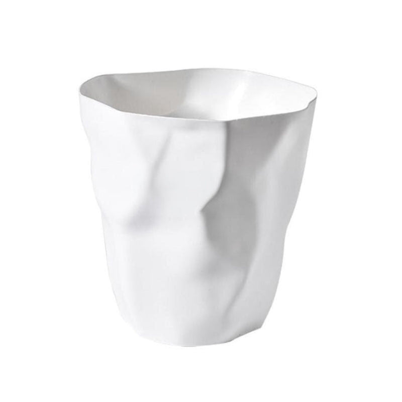 Wastebasket with Sculptural Crumpled Paper Design 2