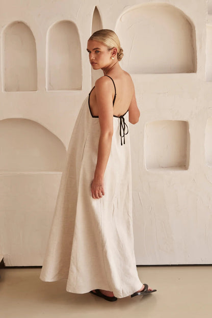 Beige summer dress with a feminine silhouette – Isara