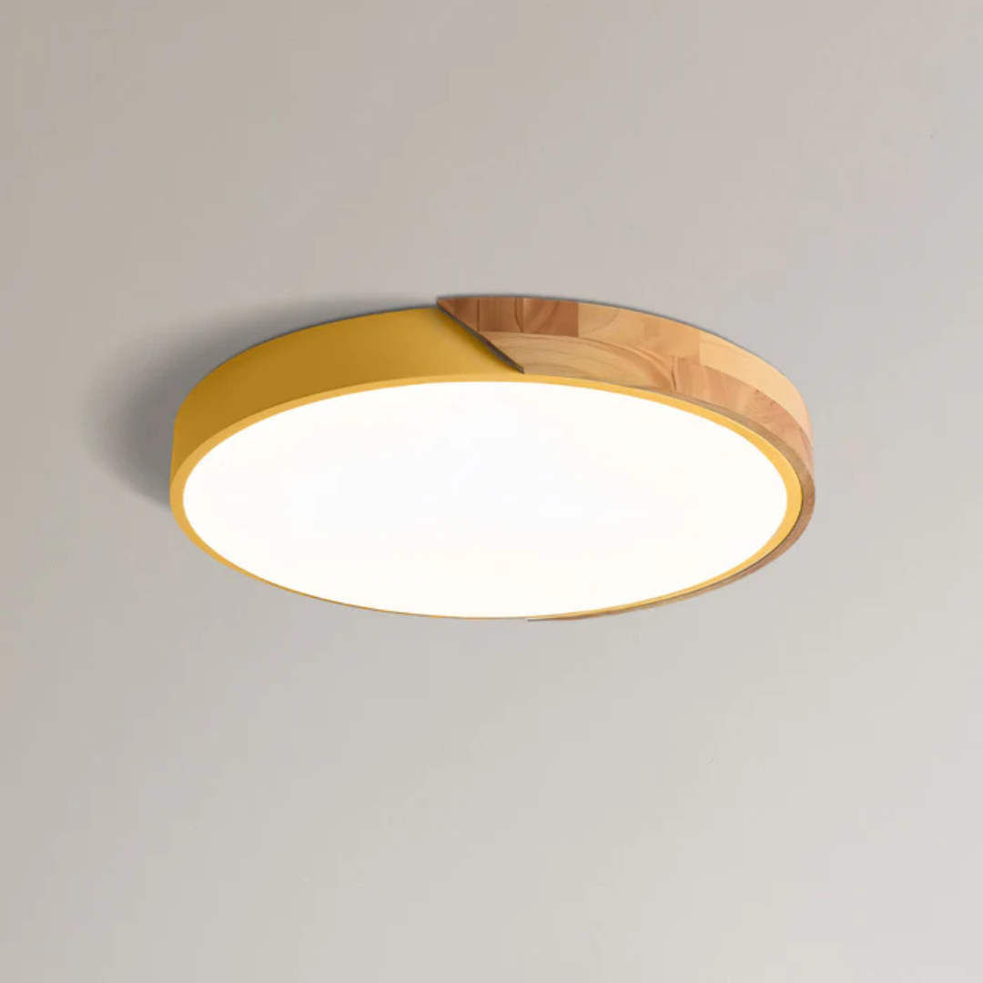 Delos Scandi Wood Ceiling Light | Natural LED Design Lamp 18