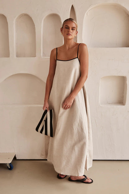 Beige summer dress with a feminine silhouette – Isara