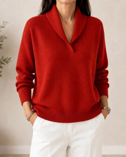 Soft V-Neck Sweater with Shawl Collar 10