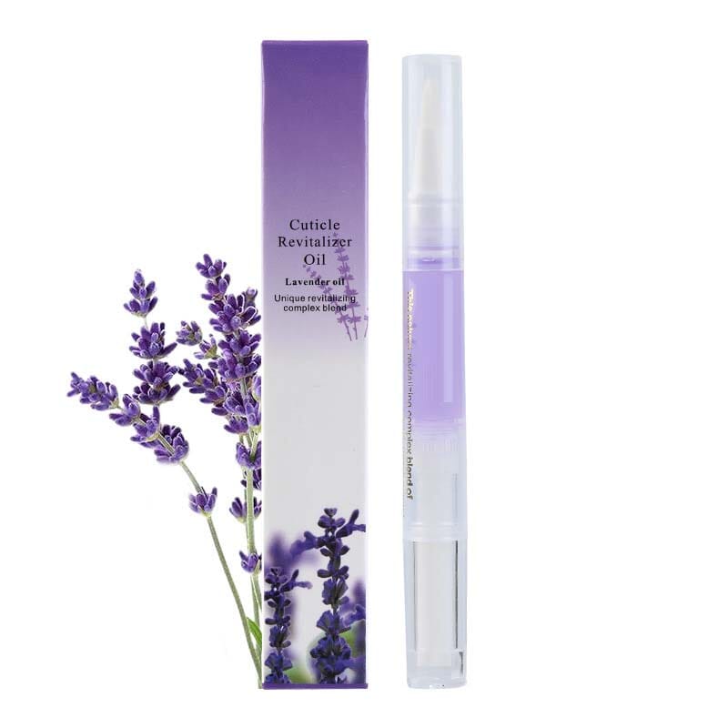 Lavender-scented pen with purple box and lavender sprigs beside it 14
