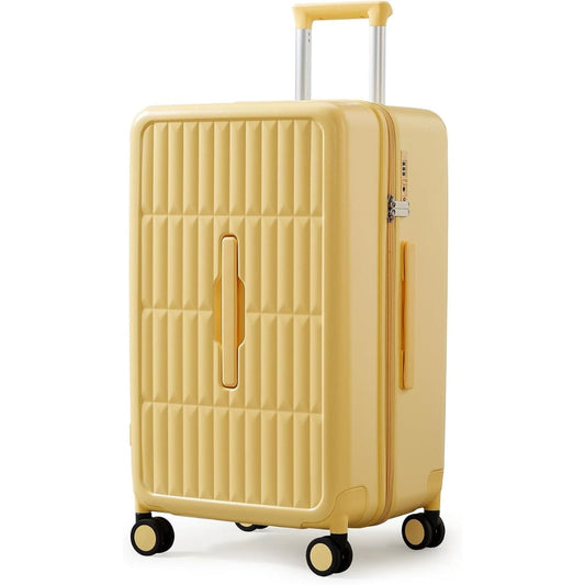 Airport-approved 55 cm hand luggage with a 30:70 split and a three-part polycarbonate hard shell.