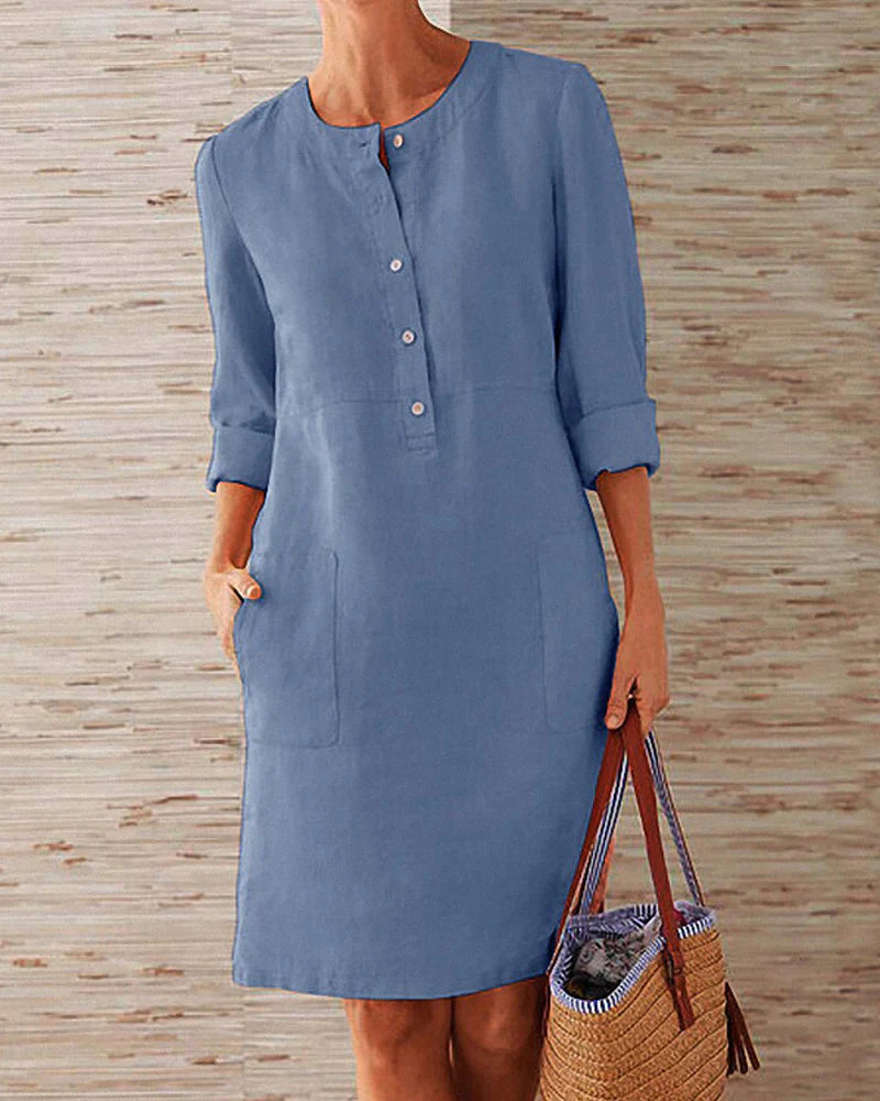 Elegant autumn dress with button placket – Allegra