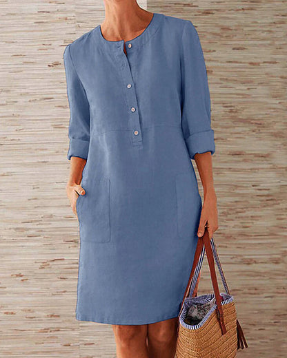 Elegant autumn dress with button placket – Allegra