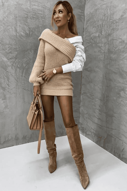 Knitted dress with attached shirt – Elodie