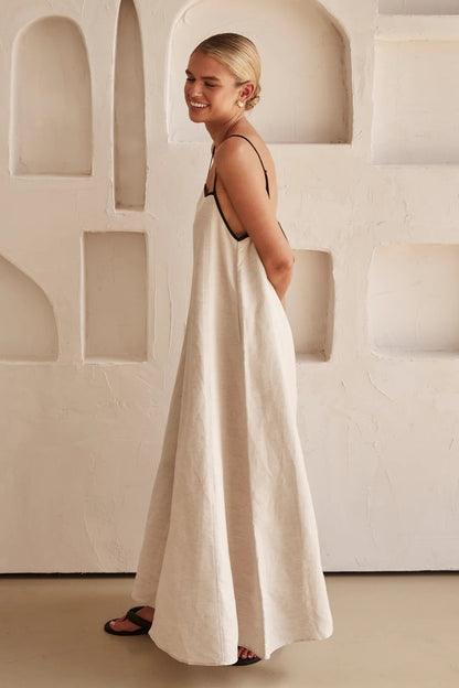 Beige summer dress with a feminine silhouette – Isara