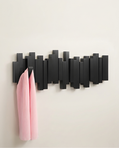 Wooden Wall Coat Rack with Foldable Magnetic Hooks – Beech, 3-10 Hooks 11