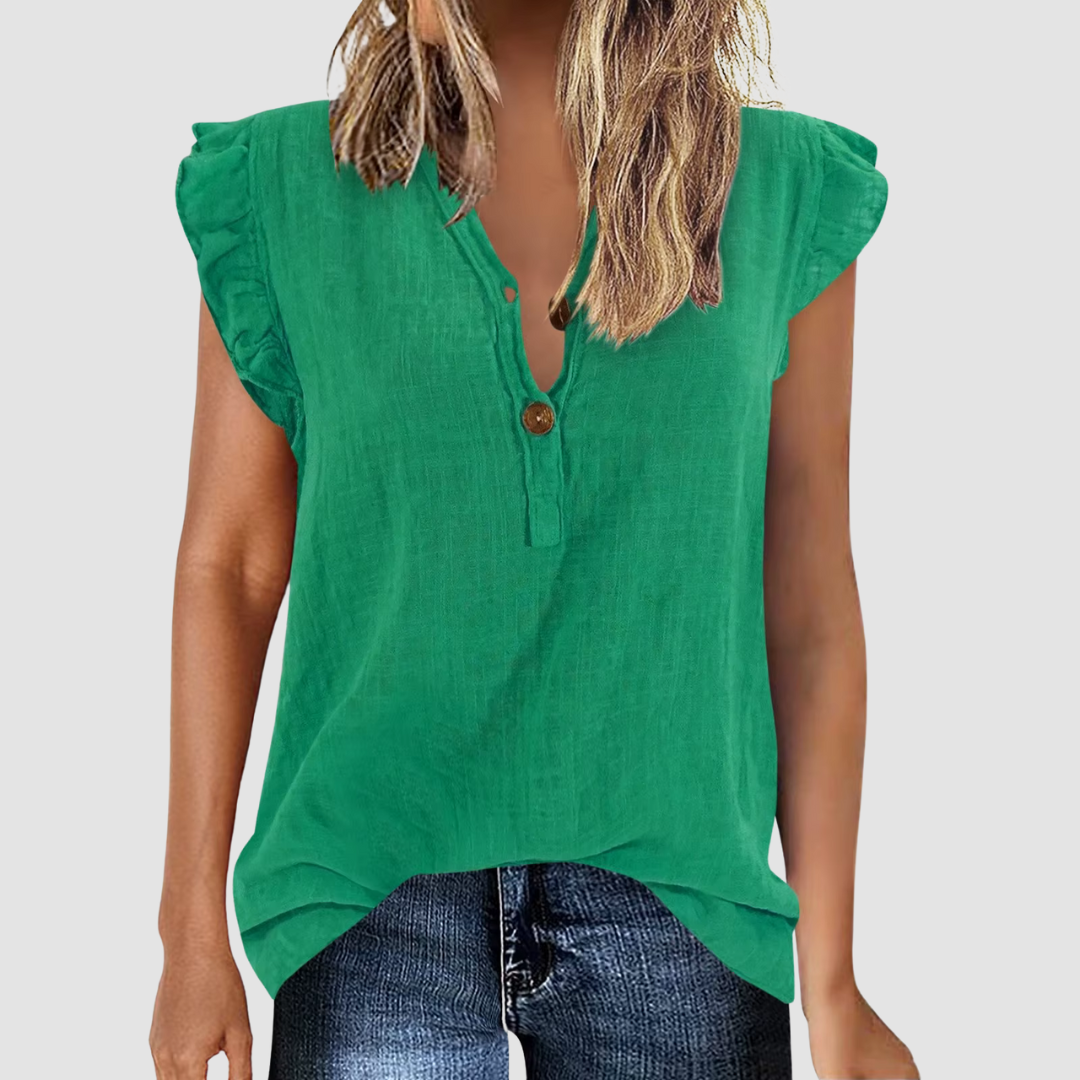 Casual women's summer blouse with button placket – Léa