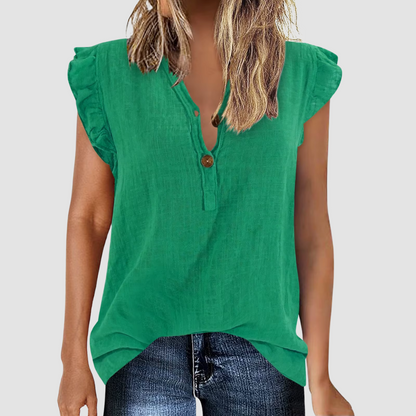 Casual women's summer blouse with button placket – Léa