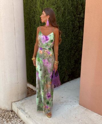 Colourful Halo-Dye Maxi Dress with Detachable Scarf - Olivia