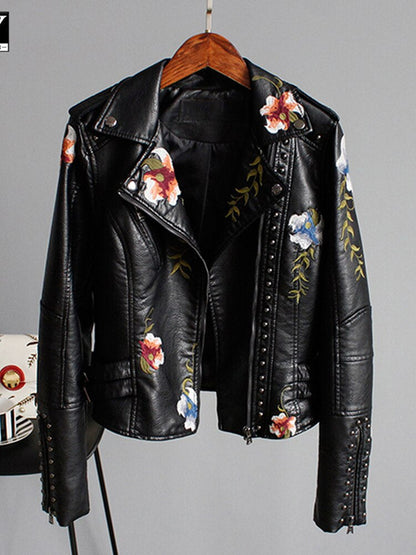 Cropped women's faux leather jacket with zip – Herbstzauber Rona