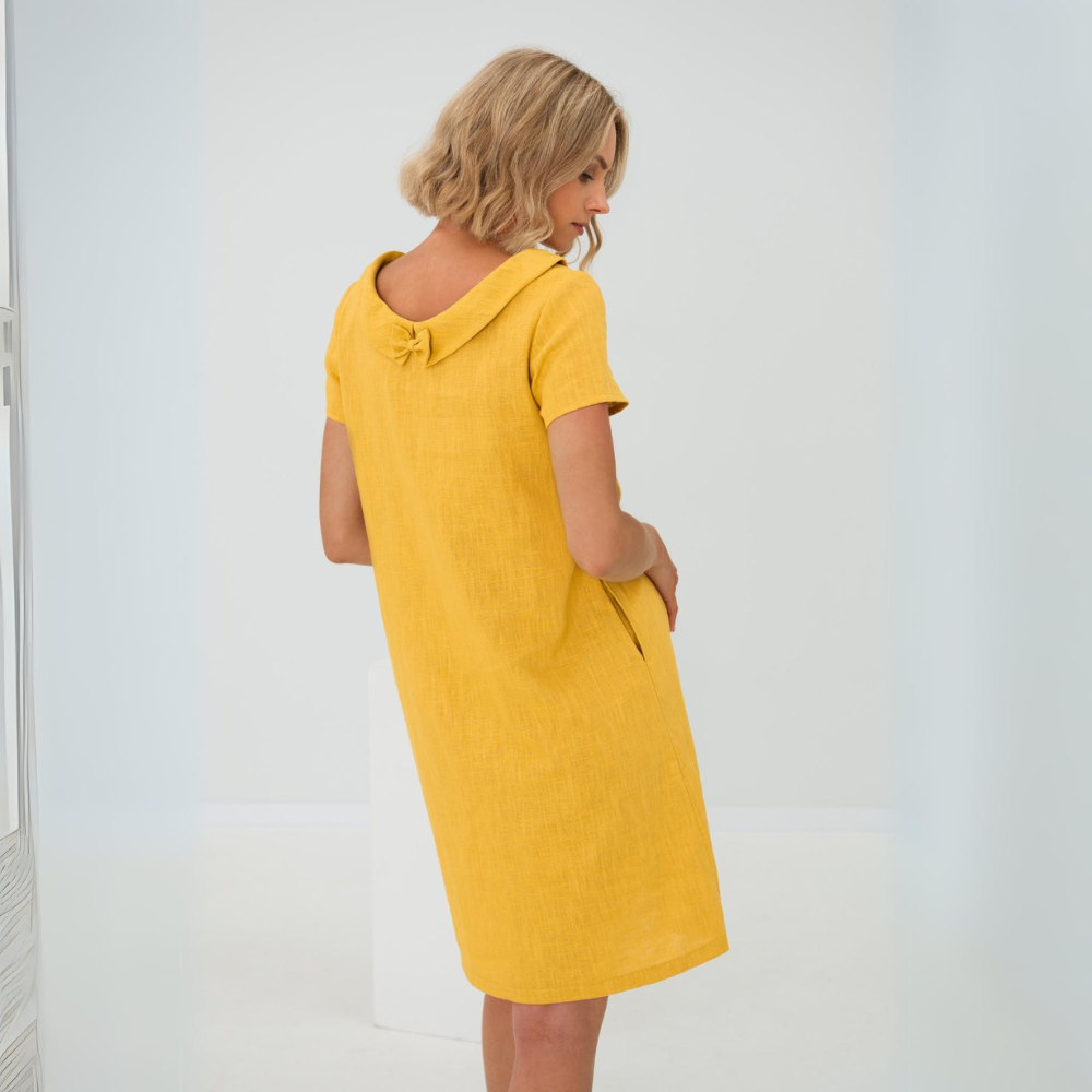 Linen summer dress, midi-length – Fenna