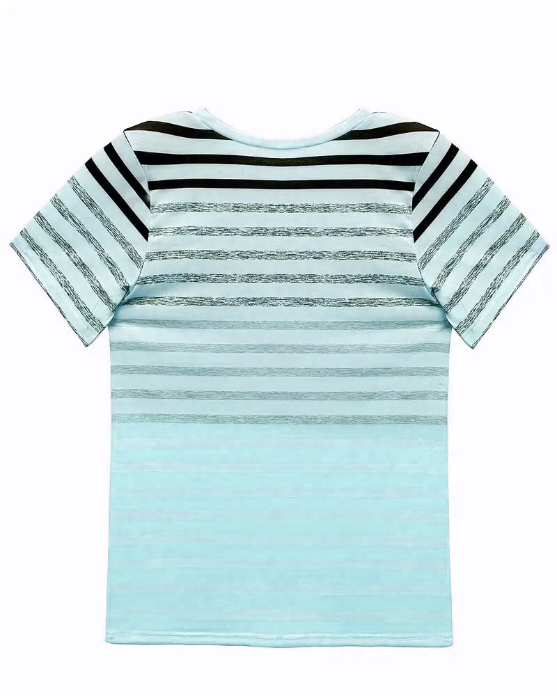 Striped women's T-shirt with round neckline & gradient – Melia