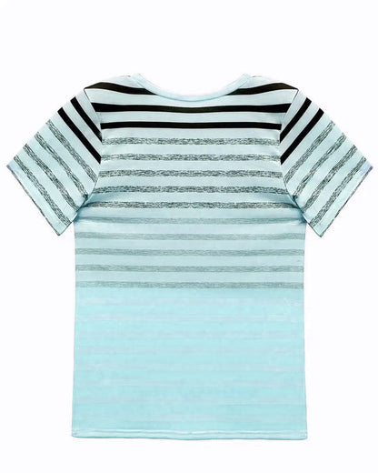 Striped women's T-shirt with round neckline & gradient – Melia