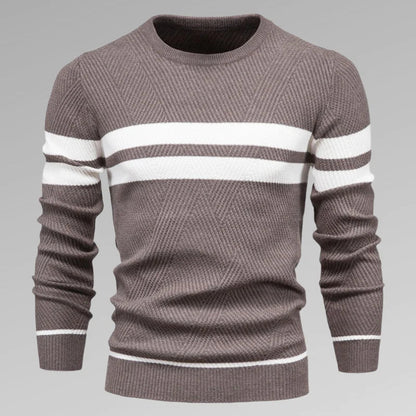 Men's striped knit pullover with round neckline – Fabio