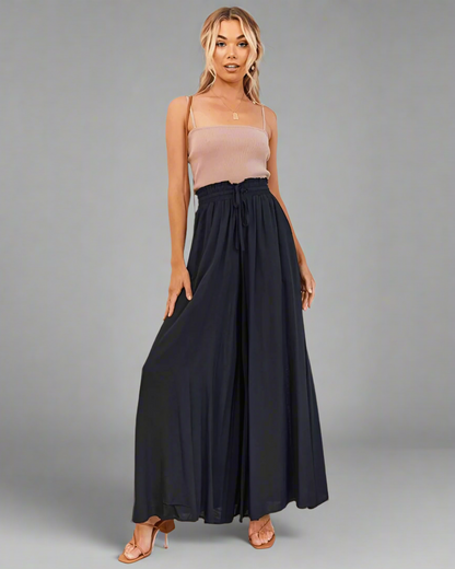 Light ladies' summer trousers with a high waist – Mira
