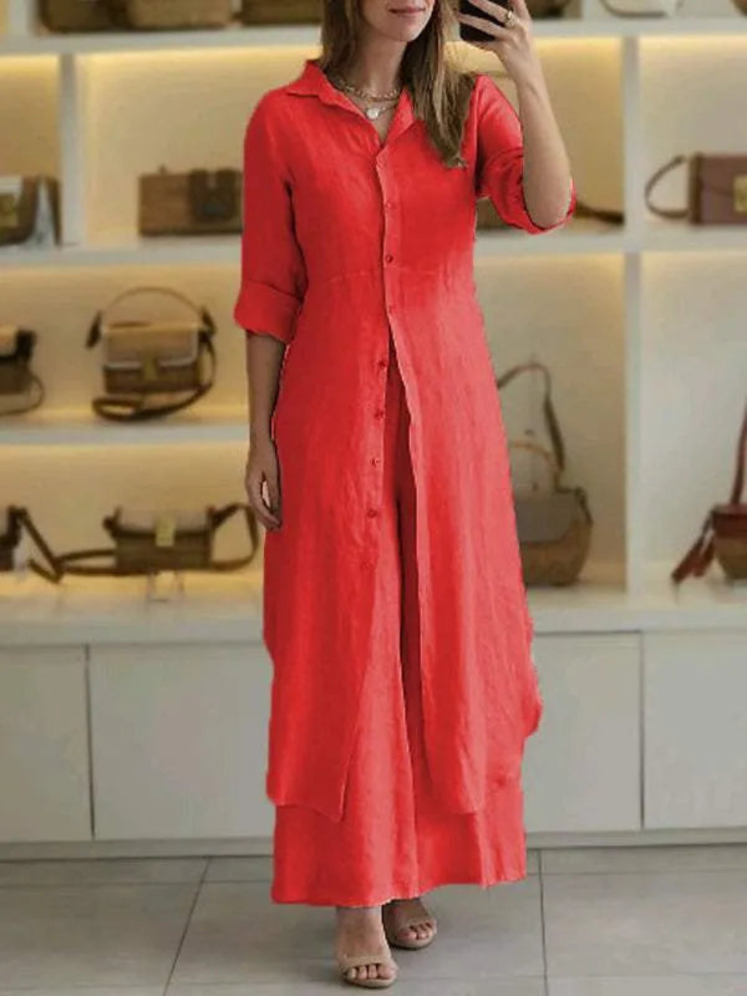 Two-piece women's autumn linen set – Amaya