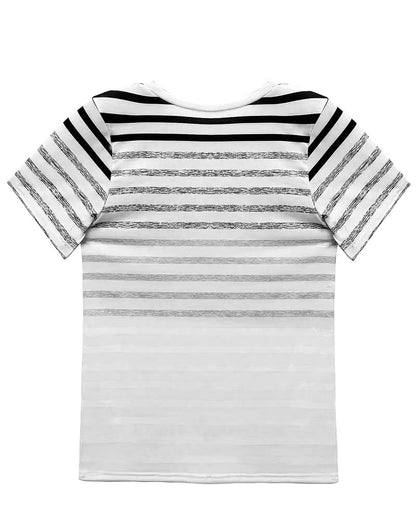 Striped women's T-shirt with round neckline & gradient – Melia